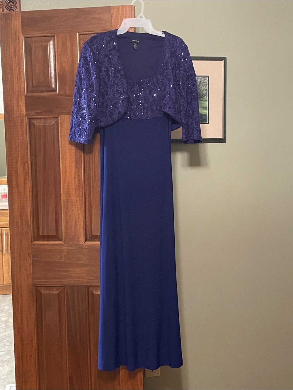 Elegant Blue Lace Overlay Dress